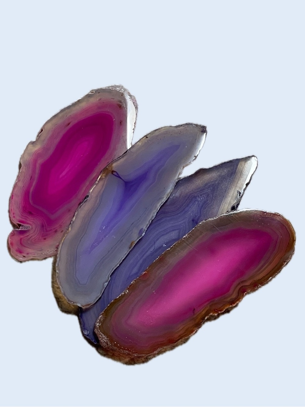 Vibrant Pink and Purple Agate Slice Home Accents Set (Bundle of 4)